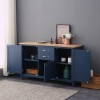 Blue Painted Large Storage Sideboard with Oak